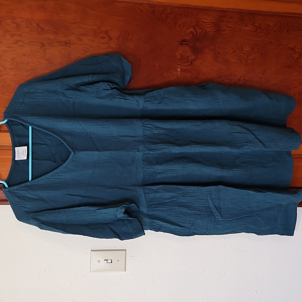 Serra Teal Cotton Dress Size L